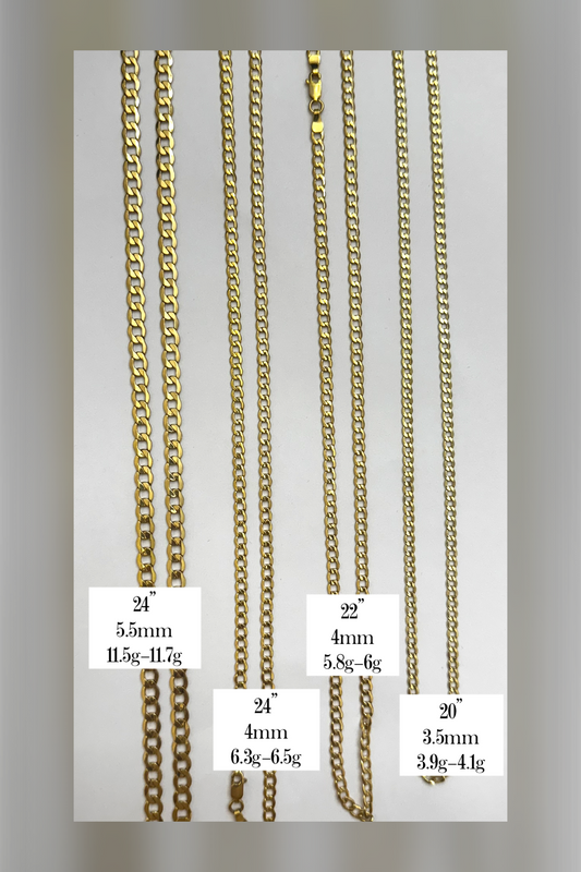 14k Gold Hollow Cuban Link
