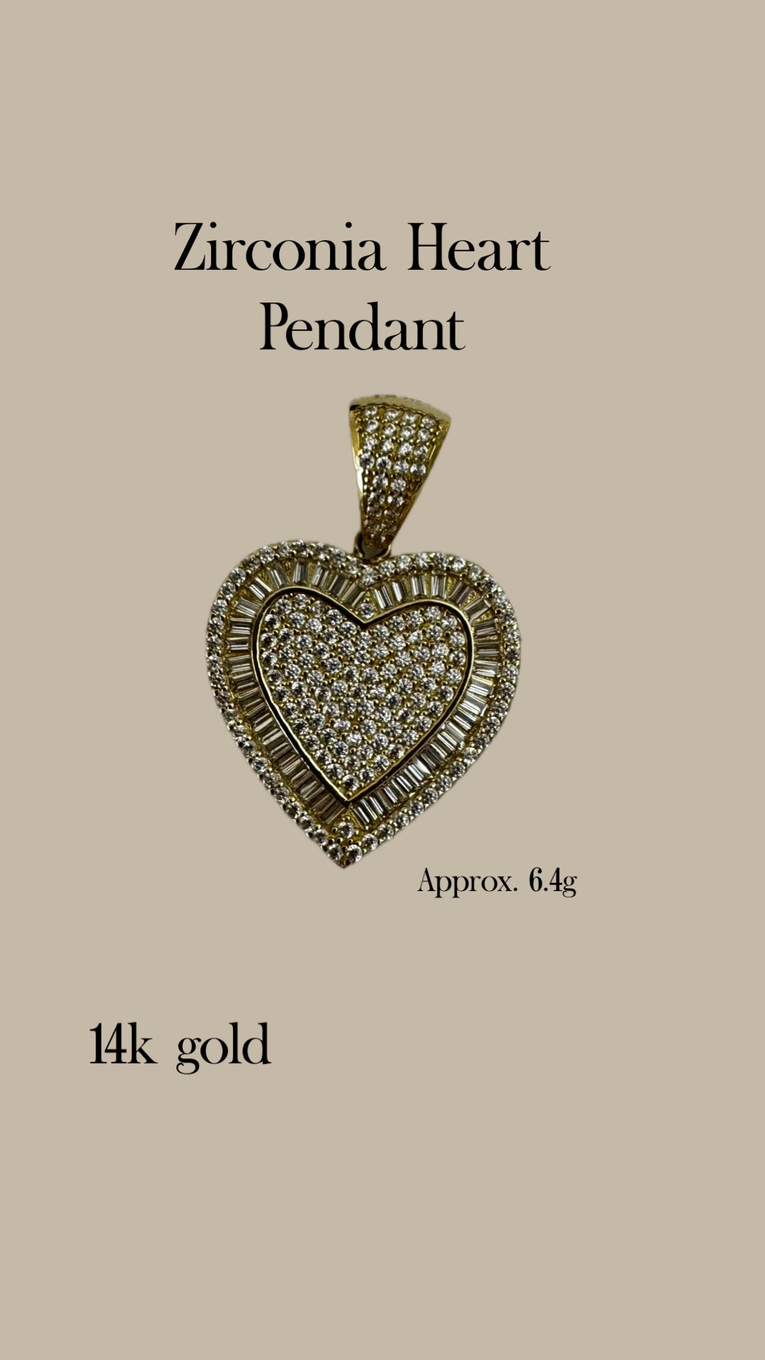 14k Gold Zirconia Heart Pendant
