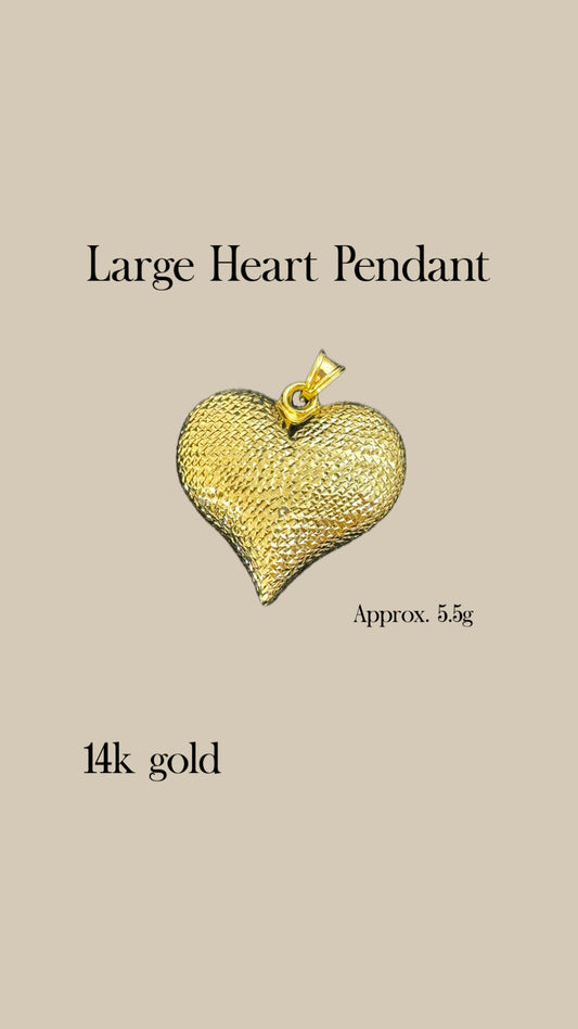 14k Gold Large Heart Pendant