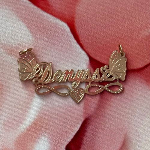 Personalized 14K Gold Name Plate Necklace – Custom Made