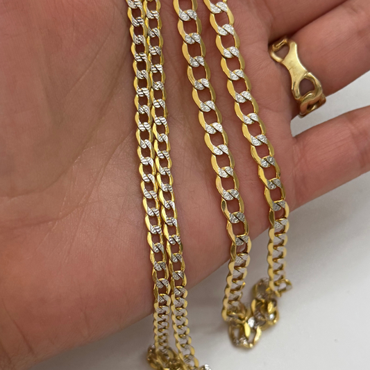 14K Gold Diamond Cut Hollow Cuban link chains