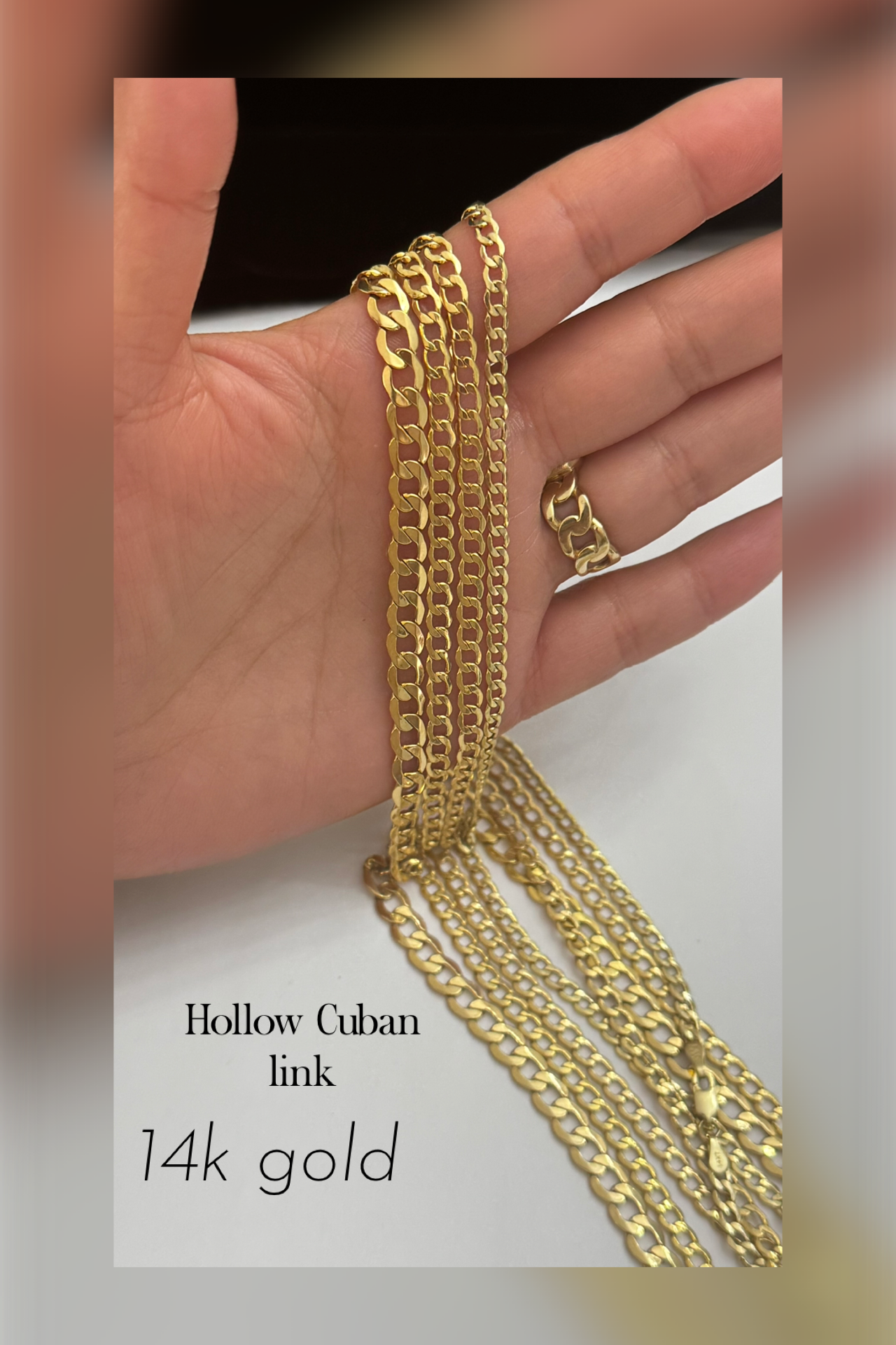 14k Gold Hollow Cuban Link