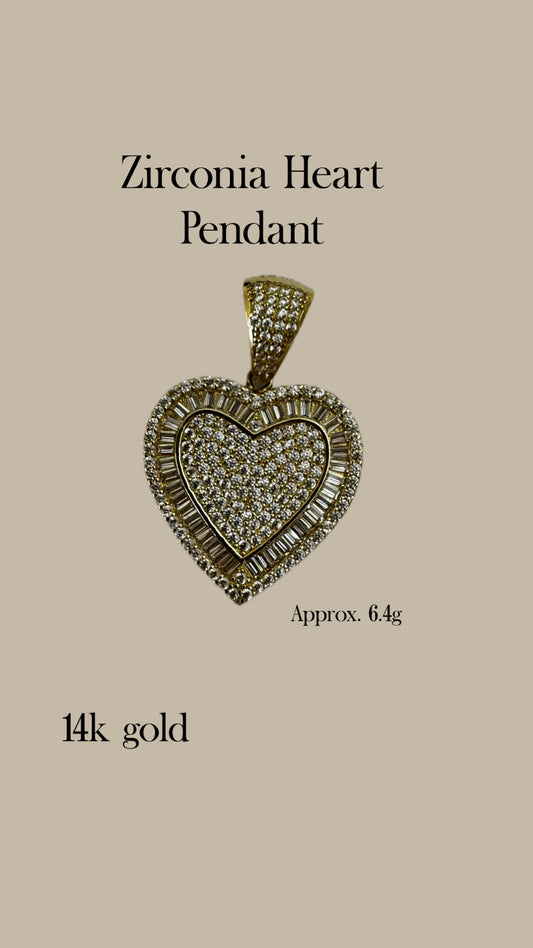 14k Gold Zirconia Heart Pendant