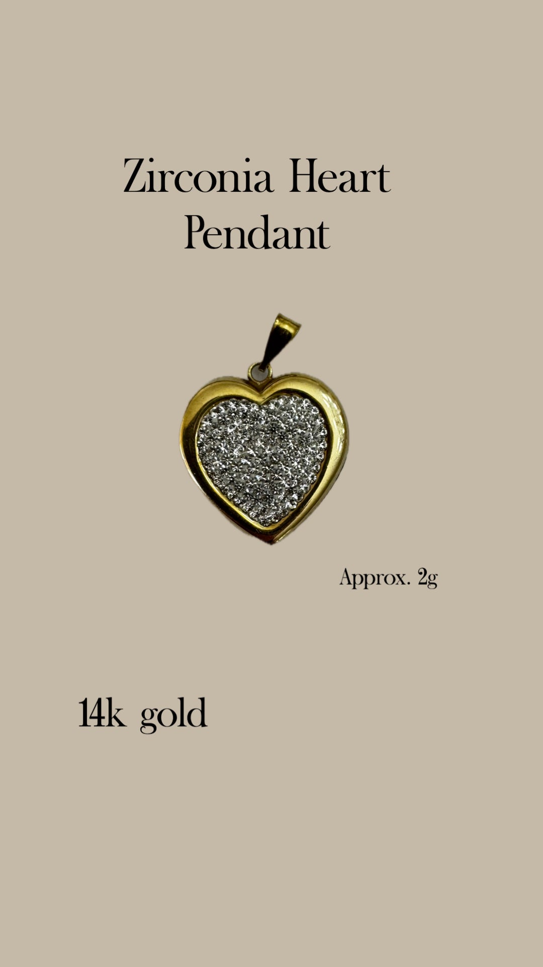 14k Gold Zirconia Heart Pendant