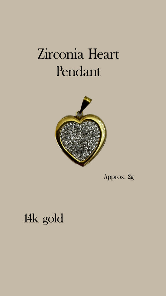 14k Gold Zirconia Heart Pendant