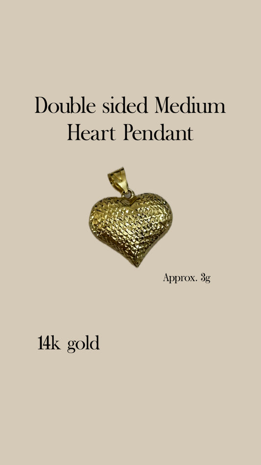 14k Gold Double Sided Medium Hart Pendant