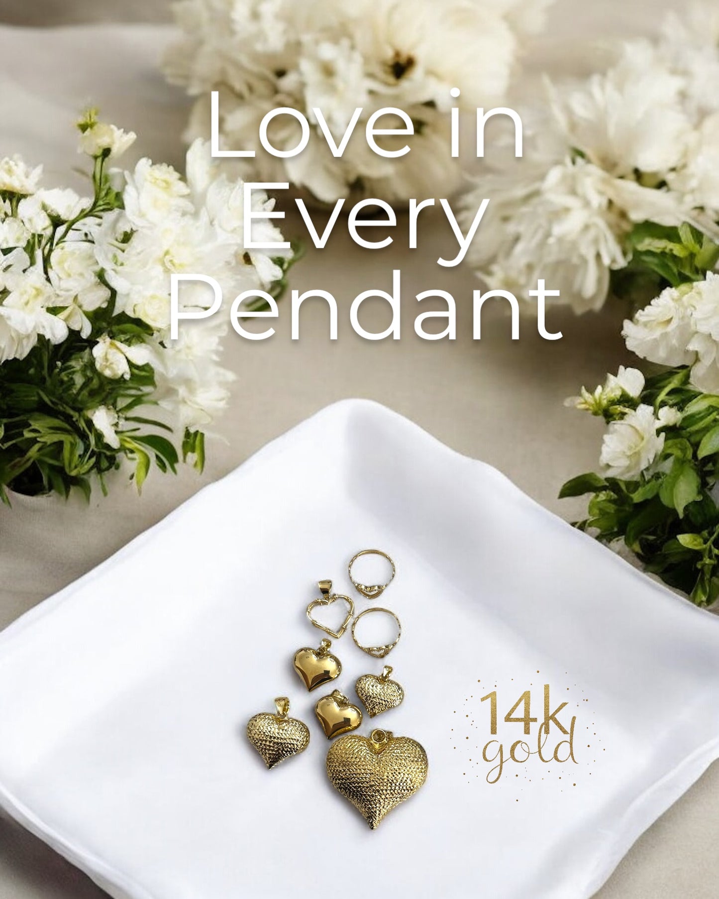 14k Gold Large Heart Pendant