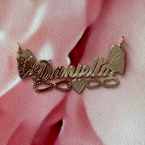 Personalized 14K Gold Name Plate Necklace – Custom Made
